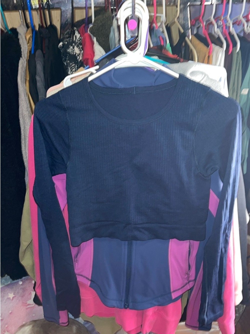 lululemon athletica Navy Ribbed Long-Sleeve Crop Top